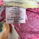 Jams World  Top Women Large Green Flower Joy Floral Crinkle Bold 3/4 Flare Sleeve Photo 9