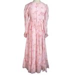 Vintage 70s Pink Floral Prairie Maxi Dress Photo 4