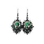 Handmade Gothic Victorian "Emerald Dominion" Goth Fairy Cameo Earrings Photo 1