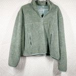 Girlfriend Collective Green Fleece Quarter Zip Pullover Photo 1