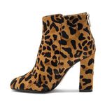 Revolve RAYE Ivy Pony Hair Booties in Dark Tan Leopard 6 Ankle Block Heel Black Photo 1