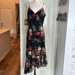 Y2k vintage asymmetrical floral rose print midi dress Black Size XL Photo 11
