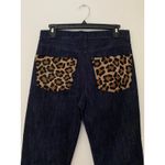 $695 Michael Kors Collection Calf Hair Straight Jean Dark Wash Animal Print EUC Blue Size 4 Photo 11