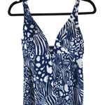 Beyond Control Tankini Top V Neck Removable Cups Animal Print Blue White 10 Photo 1