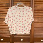 Z Supply  Short Sleeve White/Strawberries Round Neck Cropped Shirt Size Small Photo 1