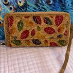 Leaf Patterned Tan Cork Crossbody Bag Photo 1