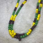 Beaded Glass & Wood Necklace 26in Purple Photo 0