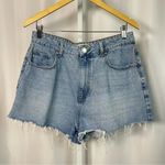 Cotton On High Rise Flashback Size 10 Retro Raw Hem Light Wash Denim Shorts Jort Photo 0