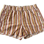 Madewell Linen Cotton Pull On Shorts Rainbow Stripe Sz XS Beach Sustainable Photo 0