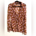 Free People  Lucky Shirtee Floral Button Up Shirt in Coffee Sheer Mesh 70s Medium Photo 6