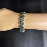 Mermaidcore Abalone Shell Oval Link Bracelet Silver Tone Unbranded Photo 2