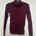 J. McLaughlin  Arlette Sweater XS Knit Rib Stretch Button Turtleneck Solid Maroon Photo 0