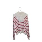 Draper James New  Striped Quarter Zip Sweater Red White Mariner Stripe candy cane Photo 3