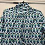 NWT Tizzie Blue White Black Teal floral pattern 3/4 Sleeve Top Tunic Dress SMALL Photo 3