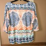 Chico's Chico’s Tie-Front Tribal‎ Crochet V Neck Top orange blue 1 Photo 1