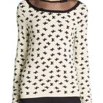Red Valentino Sweater Size XL Bow Black Lace Trim Photo 0