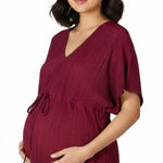 Ingrid + Isabel Plissé Tunic Maternity Top XL Burgundy Maroon Dolman Sleeve Red Size undefined Photo 0