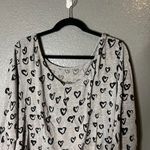 H&M Heart Print 3/4 Sleeve Top, Size XLarge Photo 1