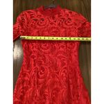Alexis  Red Fala Lace Sheath long sleeve cocktail formal Midi dress S Photo 7