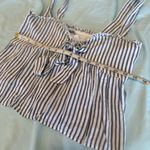 American Eagle NWT AE Tie-Front Babydoll Blouse Blue/White Stripe. Sweetheart Neck Sleeveless S Photo 3
