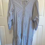 Bobeau Studio B cotton striped coastal nautical flowy billowy sleeve midi dress Photo 0