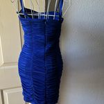 Chic Royal Blue Ruched Mini Dress Photo 3