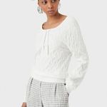 Emporio Armani White Sweater Size Medium Chevron Texture Crewneck Cotton Summer Photo 0