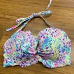 Victoria's Secret  Getaway Floral Halter‎ Bikini Top Ruffle Trim Lined Size 32DD Photo 0