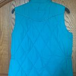 Cowgirl Up Teal Quilted Puffer Vest with rhinestones front pockets Blue Size M Photo 3