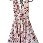 Final Touch White & Red Floral Design  Halter Style Cocktail Dress Women’s Large! Photo 0