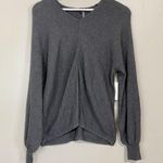 1. State Women’s Ribbed Knit V Neck Cotton Blend Sweater Heather Grey NWT Photo 0
