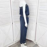 Poetry  Boho Smocked Strapless Wide Leg Chambray Jumpsuit Denim Blue Small Photo 2