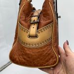 Fendi  Du Jour RARE Embossed Leather Satchel Designer Handbag F Logo Details Photo 3