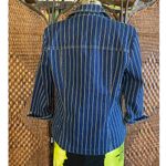 Size M//Vintage 90s Denim Jacket with Neon Green Stripes Size M Photo 2