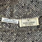 Valentino Vtg 10 Black Tan Printed Ribbed Sweater Knit Waist Wrist Blouse Top Photo 5