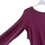 Heather Modal Trendy Burgundy Knit High Low Front Wrap Pleated Crewneck SZ S Purple Photo 6