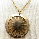 Gold tone cross St. Maria Jesus Christus pendant necklace Photo 2