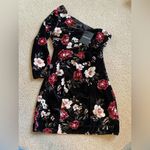 NWT Nicholas Revolve one sleeve mini silk velvet floral dress Black Size 2 Photo 2
