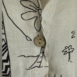 Hot Cotton vintage linen short sleeve, black & white print, button down shirt. M Size M Photo 1