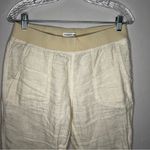 Toad&Co Lina Linen Cream Yellow Flowy Straight Leg Cinch Ankles Pull On Pants Size M Photo 3