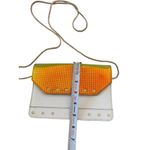 Milly  Hologram White Leather Studded Chain Crossbody Bag Photo 4