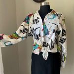 Vintage 1980s button down shirt with fish print & jewels Photo 0