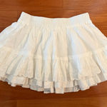 White Tiered Ruffle Eyelet Lace Mini Skirt Size M Photo 0