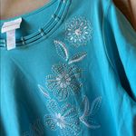 Alfred Dunner  Turquoise Floral Beaded Top medium Photo 1