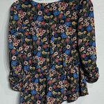 Lily White  Black Floral Faux Wrap Blouse Sz S Photo 5