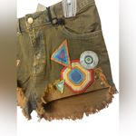 Chaser  Embroidered Brown Denim Shorts NWT Photo 2