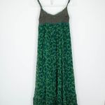 Free People  Womens Silk Tiered Maxi Dress Size 8 Green Sleeveless Boho Fairy Photo 7