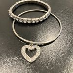 Pair of Bangles, Two Bracelets, Silver Heart and Gems Photo 1