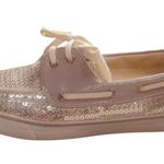 Sperry | Bahama Pewter Sequin Boat Shoes Sparkle Top-Siders | Size 10 | GUC Photo 0