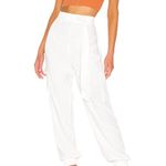superdown  White Satin Cargo Pants Joggers XL Ankle Belted Revolve Rachel $70 New Photo 0